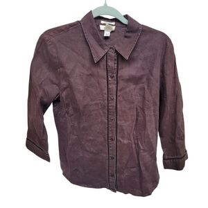 Old Navy 100% Linen Women's Button-Down Shirt in Brown